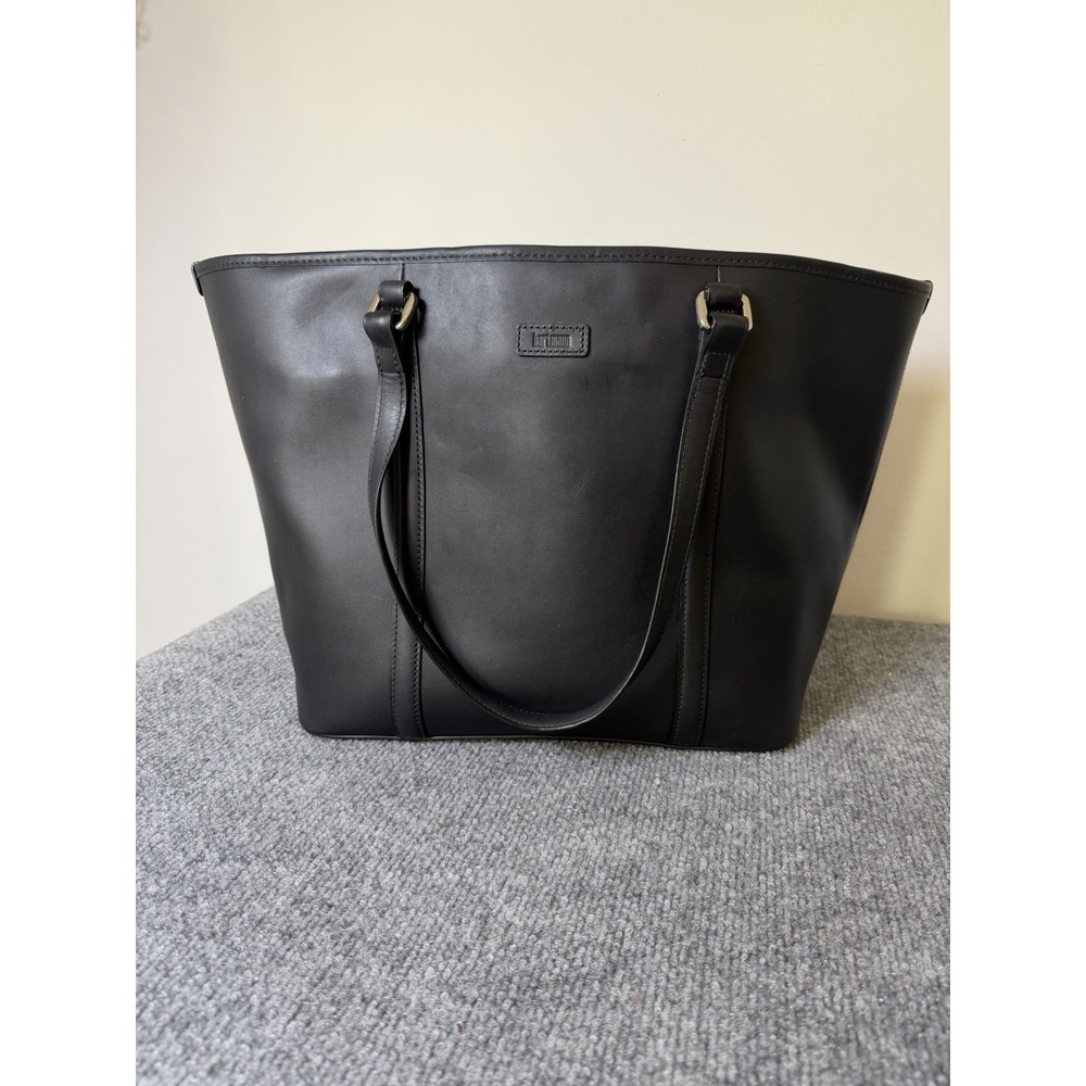 Hartmann Black Leather Large Tote Shoulder Bag Purse Vintage Classic